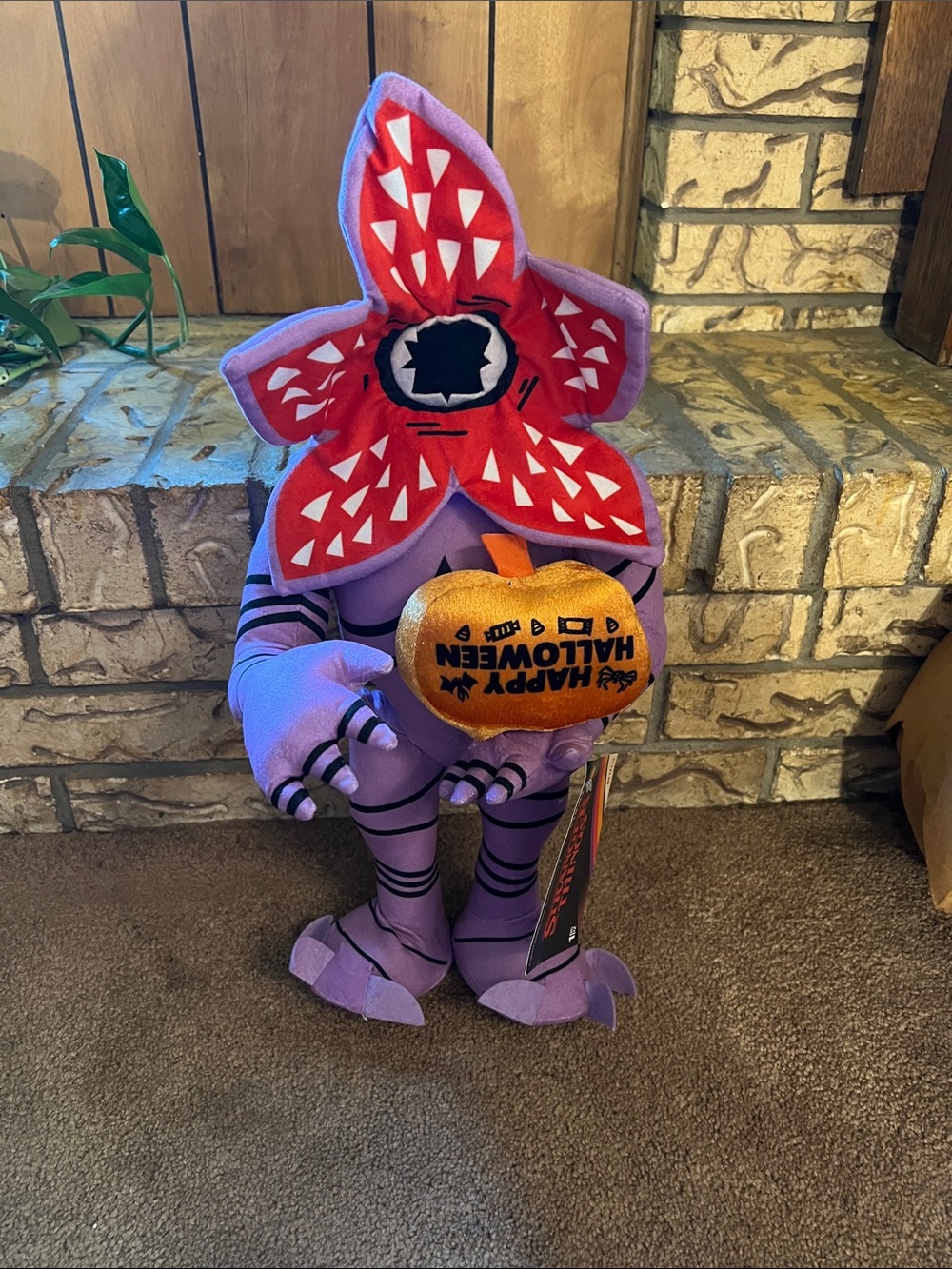 Purple Monster Plush with Orange Halloween Pumpkin - Kids Stuffed Animal